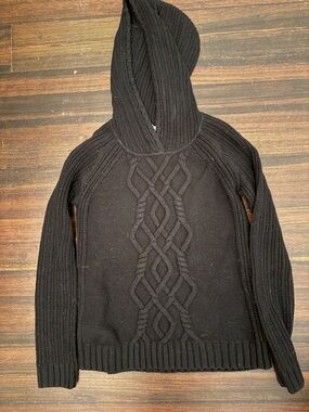 Athleta Women’s Black Cable knit hooded Sweater